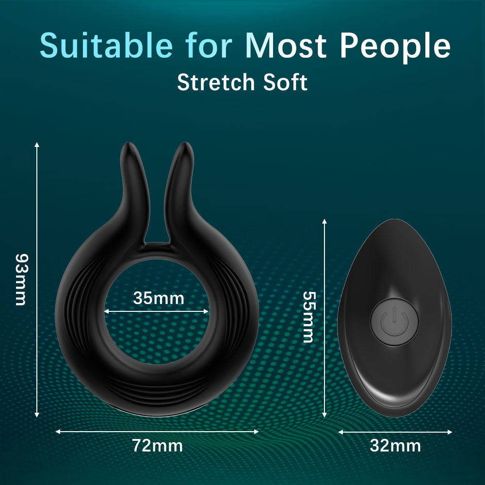 10 Frequency Magnetic Charging Rabbit Ear Cock Ring Silicone Male Vibrating Penis- Ring Adult- Products Masturbation- Device