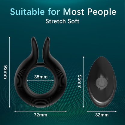 10 Frequency Magnetic Charging Rabbit Ear Cock Ring Silicone Male Vibrating Penis- Ring Adult- Products Masturbation- Device