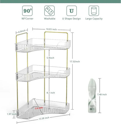 Corner Bathroom Counter Storage Rack 3-tier Bathroom Countertop Storage Rack Cosmetic Storage Rack Dressing Table Perfume Tray