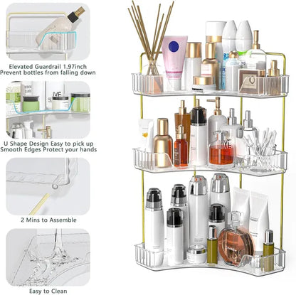 Corner Bathroom Counter Storage Rack 3-tier Bathroom Countertop Storage Rack Cosmetic Storage Rack Dressing Table Perfume Tray