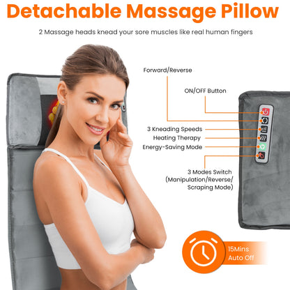 1Set Upgrade Type Full Body Electric Massage Mat With Heat Vibration Massage Pad Cushion Back Massage Mattress Chair Pad With Neck Massage Pillow With 10 Vibration Motors Timer