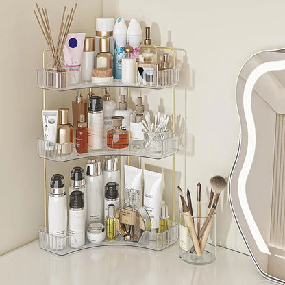 Corner Bathroom Counter Storage Rack 3-tier Bathroom Countertop Storage Rack Cosmetic Storage Rack Dressing Table Perfume Tray